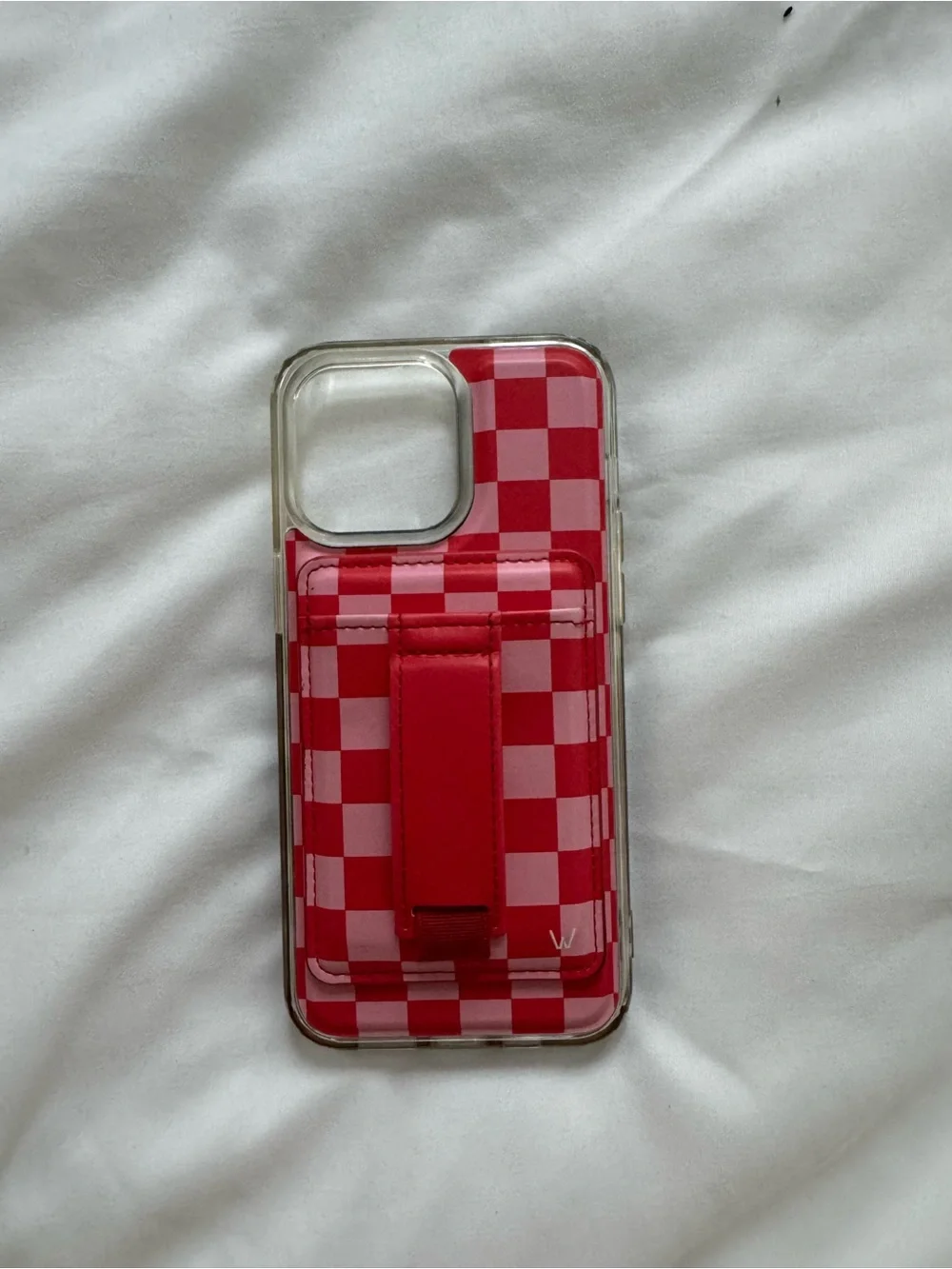 Walli iPhone 15 Pro Max Case with Pink Checker Card Pocket